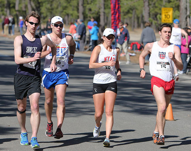 Miranda Melville (#46) lead her pack of Cameron Haught, Mike Mannozzi, and New Jersey's Richard Luettchau II